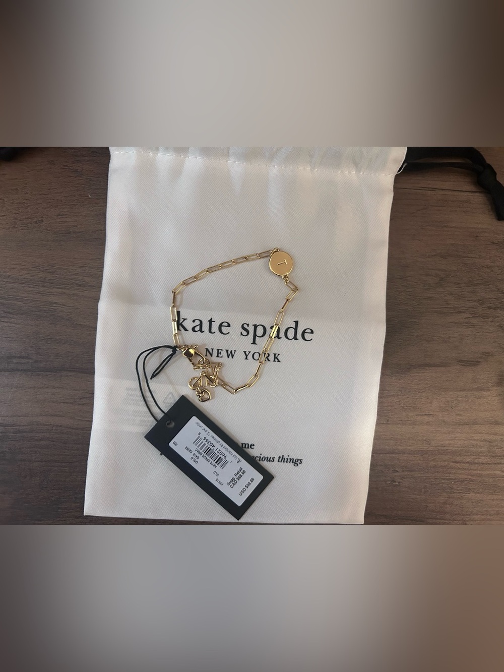 kate spade Gold Link Charm Bracelet with “T” Initial - Picture 2 of 2